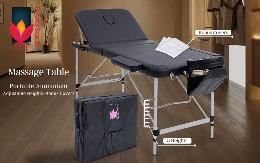 70cm Aluminium Portable Massage Table - BLACK