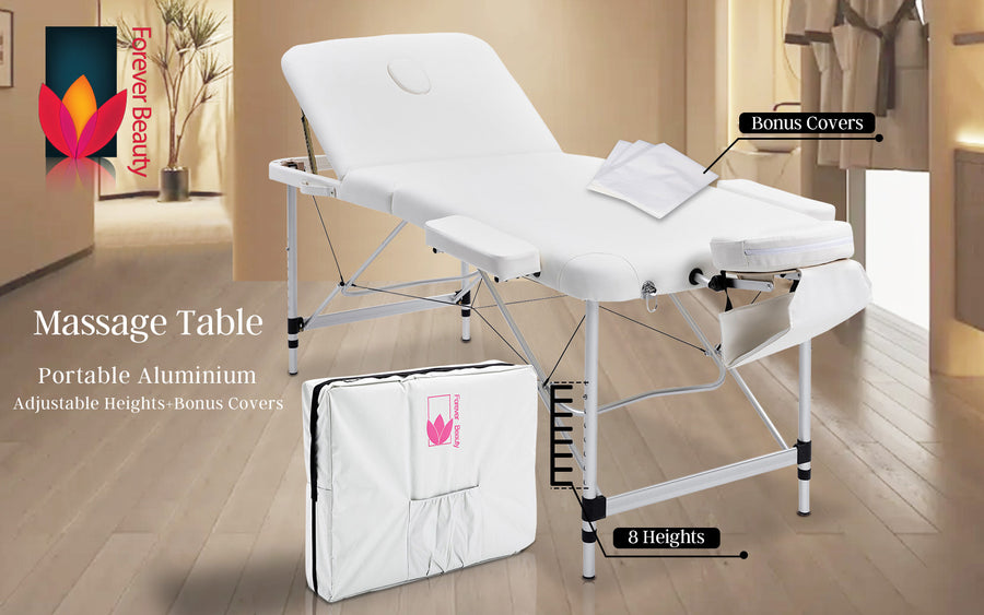 70cm Aluminium Portable Massage Table - WHITE