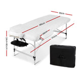 Zenses Massage Table 55cm Portable 2 Fold Aluminium Beauty Bed Black - Front View