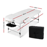 Zenses Massage Table 55cm Portable 2 Fold Aluminium Beauty Bed Black - Front View