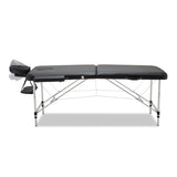 Zenses Massage Table 70cm Portable 2 Fold Aluminium Beauty Bed Black - Side View
