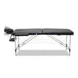 Zenses Massage Table 70cm Portable 2 Fold Aluminium Beauty Bed Black - Side View