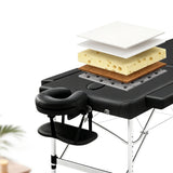 Zenses Massage Table 75cm Portable 2 Fold Aluminium Beauty Bed Black - Extra Image