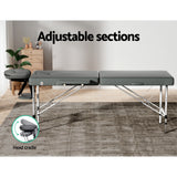 Zenses Massage Table 55cm Portable 2 Fold Aluminium Beauty Bed Grey - Close-Up Angle