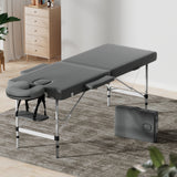 Zenses Massage Table 55cm Portable 2 Fold Aluminium Beauty Bed Grey - Low Angle