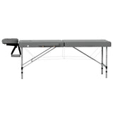 Zenses Massage Table 55cm Portable 2 Fold Aluminium Beauty Bed Grey - Side View