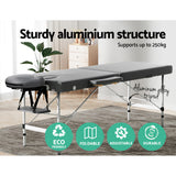 Zenses Massage Table 55cm Portable 2 Fold Aluminium Beauty Bed Grey - 45-Degree Angle