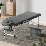 Zenses Massage Table 55cm Portable 2 Fold Aluminium Beauty Bed Grey - Low Angle