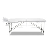 Zenses Massage Table 75cm Portable 2 Fold Aluminium Beauty Bed White - Side View