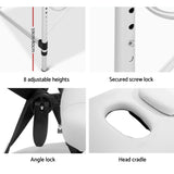 Zenses Massage Table 75cm Portable 2 Fold Aluminium Beauty Bed White - 45-Degree Angle