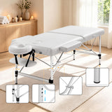 Zenses Massage Table 75cm Portable 2 Fold Aluminium Beauty Bed White - Close-Up Angle