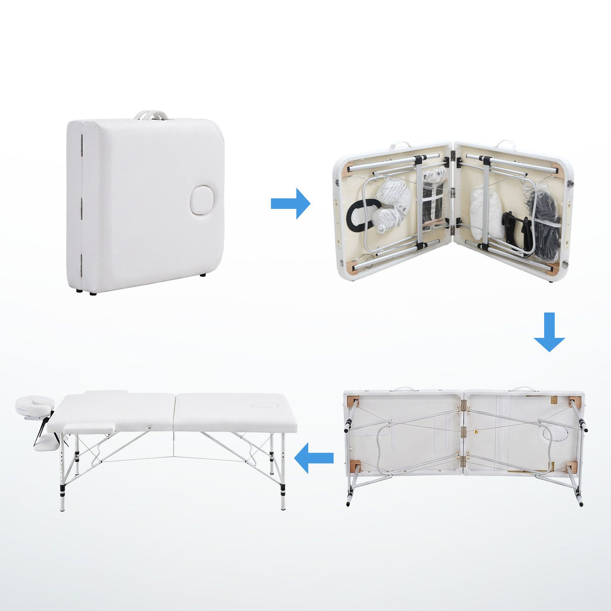 Zenses Massage Table 75cm Portable 2 Fold Aluminium Beauty Bed White