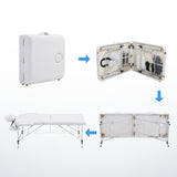 Zenses Massage Table 75cm Portable 2 Fold Aluminium Beauty Bed White - Low Angle