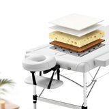 Zenses Massage Table 75cm Portable 2 Fold Aluminium Beauty Bed White - Extra Image