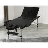 Zenses Massage Table 65cm Portable 3 Fold Aluminium Beauty Bed Black - Close-Up Angle