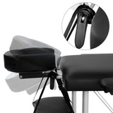 Zenses Massage Table 75cm Portable 3 Fold Aluminium Beauty Bed Black