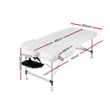Zenses Massage Table 80cm Portable 3 Fold Aluminium Beauty Bed Black - Front View