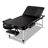 Zenses Massage Table 80cm Portable 3 Fold Aluminium Beauty Bed Black - Low Angle