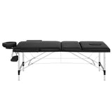 Zenses Massage Table 85cm Portable 3 Fold Aluminium Beauty Bed Black - Side View
