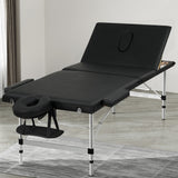 Zenses Massage Table 85cm Portable 3 Fold Aluminium Beauty Bed Black - Close-Up Angle