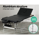 Zenses Massage Table 85cm Portable 3 Fold Aluminium Beauty Bed Black - Top-Down View
