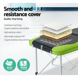 Zenses Massage Table 75cm Portable 3 Fold Aluminium Beauty Bed Green - Top-Down View