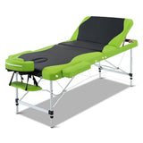 Zenses Massage Table 75cm Portable 3 Fold Aluminium Beauty Bed Green - Low Angle