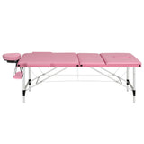 Zenses Massage Table 85cm Portable 3 Fold Aluminium Beauty Bed Pink - Side View