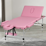 Zenses Massage Table 85cm Portable 3 Fold Aluminium Beauty Bed Pink - Rear View