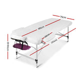 Zenses Massage Table 75cm Portable 3 Fold Aluminium Beauty Bed Violet - Front View