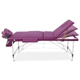 Zenses Massage Table 75cm Portable 3 Fold Aluminium Beauty Bed Violet - Side View