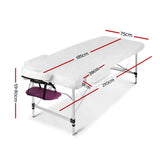 Zenses Massage Table 75cm Portable 3 Fold Aluminium Beauty Bed Violet - Front View