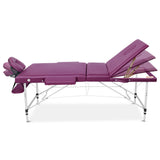 Zenses Massage Table 75cm Portable 3 Fold Aluminium Beauty Bed Violet - Side View