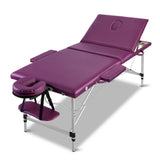 Zenses Massage Table 75cm Portable 3 Fold Aluminium Beauty Bed Violet - Close-Up Angle