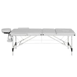 Zenses Massage Table 65cm Portable 3 Fold Aluminium Beauty Bed White - Side View