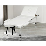 Zenses Massage Table 65cm Portable 3 Fold Aluminium Beauty Bed White - Close-Up Angle