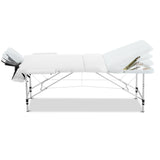 Zenses Massage Table 75cm Portable 3 Fold Aluminium Beauty Bed White - Side View