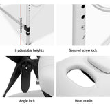 Zenses Massage Table 75cm Portable 3 Fold Aluminium Beauty Bed White - 45-Degree Angle