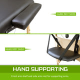 70cm Wooden Portable Massage Table - BLACK - Low Angle