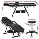 Zenses Massage Table Adjustable Salon Bed Chair 3-Fold Black - Front View