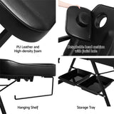 Zenses Massage Table Adjustable Salon Bed Chair 3-Fold Black - 45-Degree Angle