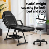 Zenses Massage Table Adjustable Salon Bed Chair 3-Fold Black - Rear View