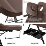 Zenses 3-fold adjustable massage table with stool, brown PU leather, reinforced metal frame