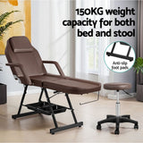 Zenses Massage Table Adjustable Salon Bed Chair 3-Fold Brown - Rear View