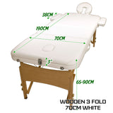 70cm Wooden Portable Massage Table - WHITE - Extra Image