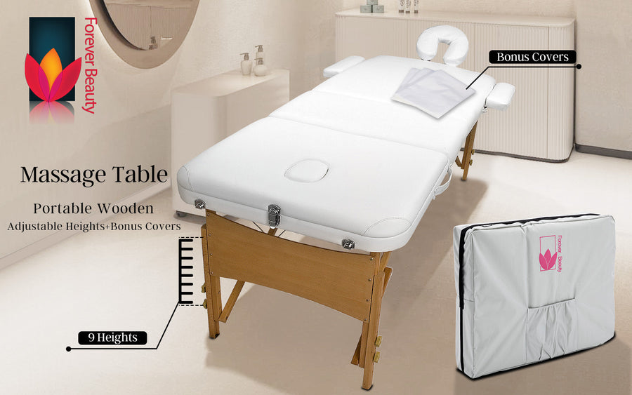 70cm Wooden Portable Massage Table - WHITE