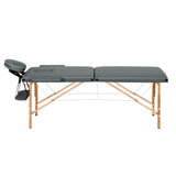 Zenses Massage Table 56cm Portable 2 Fold Wooden Beauty Bed Grey - Side View