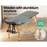 Zenses Massage Table 56cm Portable 2 Fold Wooden Beauty Bed Grey