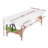 Zenses Massage Table 70cm Portable 3 Fold Wooden Beauty Bed Green - Front View