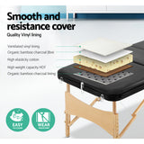 Zenses Massage Table 70cm Portable 3 Fold Wooden Beauty Bed Black - Top-Down View